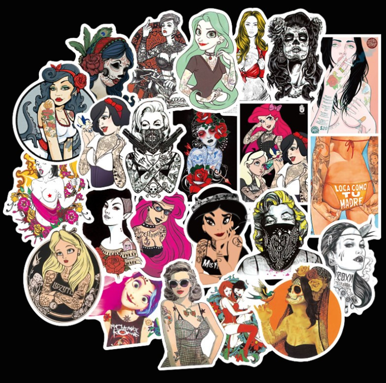 Набір вінілових наклейок стикерів Милі дівчата Стікербомбінг на автотелефон ноутбук стіну 50 шт.