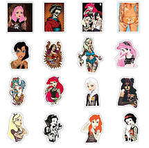 Набір вінілових наклейок стикерів Милі дівчата Стікербомбінг на автотелефон ноутбук стіну 50 шт., фото 4