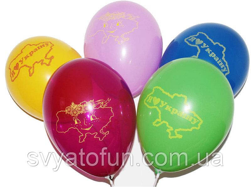 Латексні повітряні кульки "Я люблю Україну" асорті 100 шт/уп Gemar