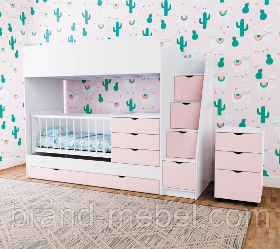 Ліжко дитяче двоярусне +колиска ДМ 702 серії Binky