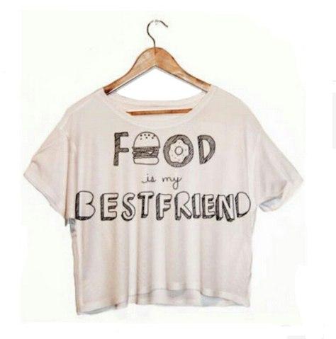 Жіночий топ білий з написом FOOD, розмір S