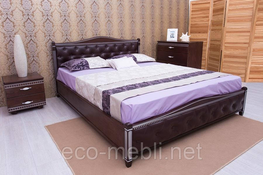 Двоспальне ліжко Олімп "Прованс шкірзам ромби+патина" в спальню 160*200