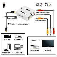 Конвертер HDMI to AV RCA тюльпан перехідник, адаптер, 1080p з живленням