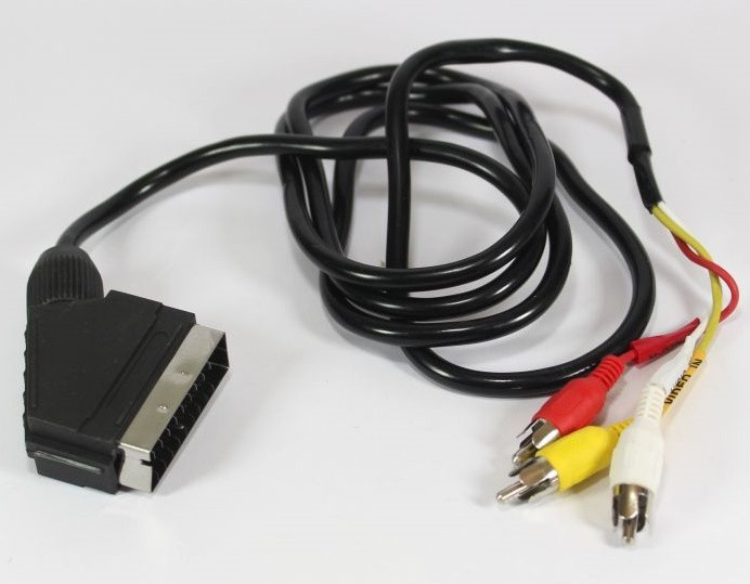 Кабель SH3007 Scart на 3 RCA S-Video AV Тюльпаны Стерео 1,2 м. Шнур Перехідник Відео Аудіо, фото 1