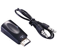 Конвертер Переходник HDMI в VGA + Аудио Адаптер Видео + Звук