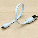 Кабель для заряджання Power Bank Micro USB Шнур Плоский 19 см., фото 2