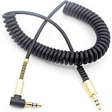 Кабель Аудіо AUX 3.5 jack 1.5 м (кут 90°) Пружина Шнур Стерео, фото 2