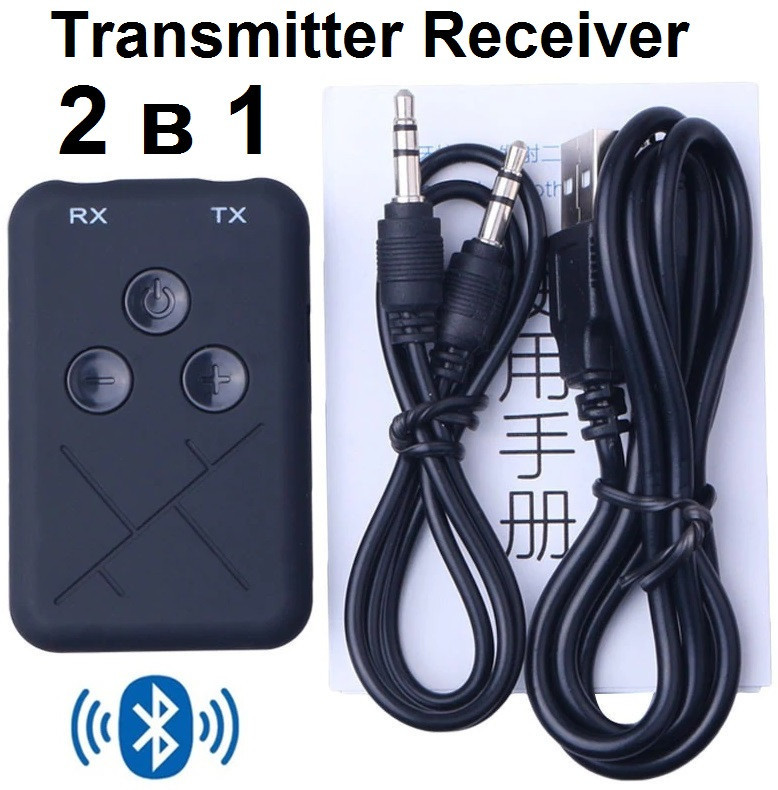 2 в 1 Bluetooth 4.2 TX RX Передавач Приймач 3.5 мм Бездротовий Стерео Аудіо Адаптер з акумулятором, фото 1