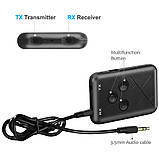 2 в 1 Bluetooth 4.2 TX RX Передавач Приймач 3.5 мм Бездротовий Стерео Аудіо Адаптер з акумулятором, фото 4