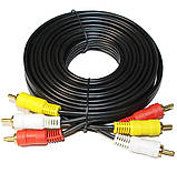3 м. Кабель 3RCA — 3RCA (3 тюльпани) Шнур Відео Аудіо, фото 2