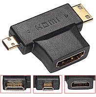 Адаптер 3 в 1 Переходник HDMI + MiniHDMI + MicroHDMI Тройник