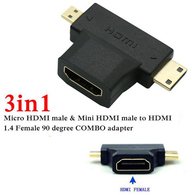 Адаптер 3 в 1 Переходник HDMI + MiniHDMI + MicroHDMI Тройник - фото 3 - id-p1227984364