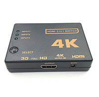Разветвитель Splitter 3 Port HDM Switch 1080p HDMI до 4K 3 Порта Сплиттер Переходник Свитч 3 входа,1 выход