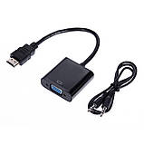 Конвертер HDMI-VGA з Аудіо Перехідник для Т2 Xbox360 PS3 PC DVD, фото 4