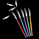 Скальпель + 6 Лез Різак Макетний Ніж Металевий, фото 2