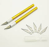 Скальпель + 6 Лез Різак Макетний Ніж Металевий, фото 5