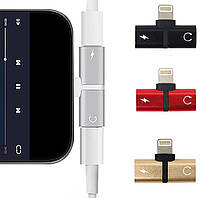 Splitter Double Lightning 2 в 1 Наушники и Зарядка iPhone 7 8 Plus Адаптер Сплиттер Переходник Разветвитель