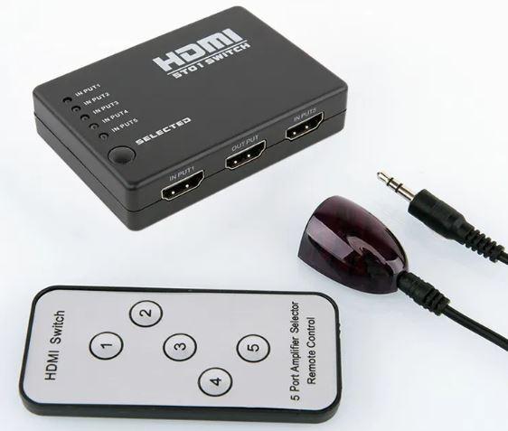 HDMI світч з пультом перемикач із 5 вх. на 1 вих для ТВ switch свіч