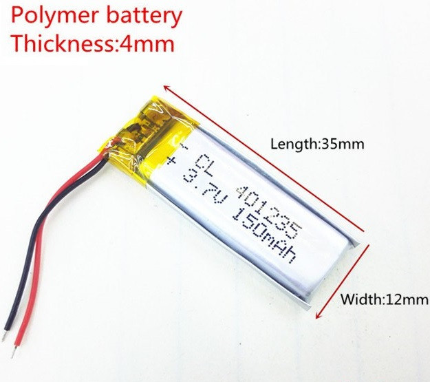 Батарея 3.7v 150 маг 401235 Літій-Полімерний Акумулятор для Bluetooth Гарнітури