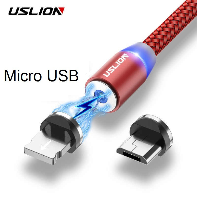 Магнітний Кабель USLION Micro USB 2A Шнур з Підсвіткою Посилений Круглий