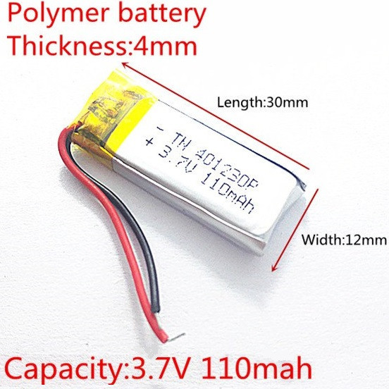 Батарея 110mah 3.7 V 401230 Літій-Полімерний Акумулятор для Bluetooth Гарнітури
