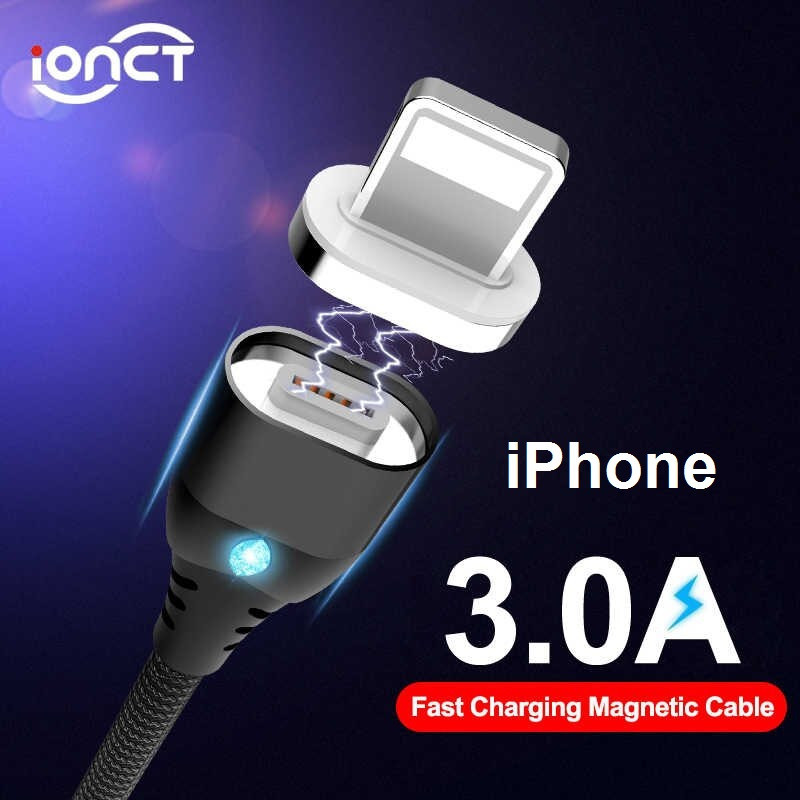 2 Метра Кабель iONCT 3A USB 3.0 iPhone 5, 6, 7, 8, 10 Магнітний Шнур для Швидкої Зарядки