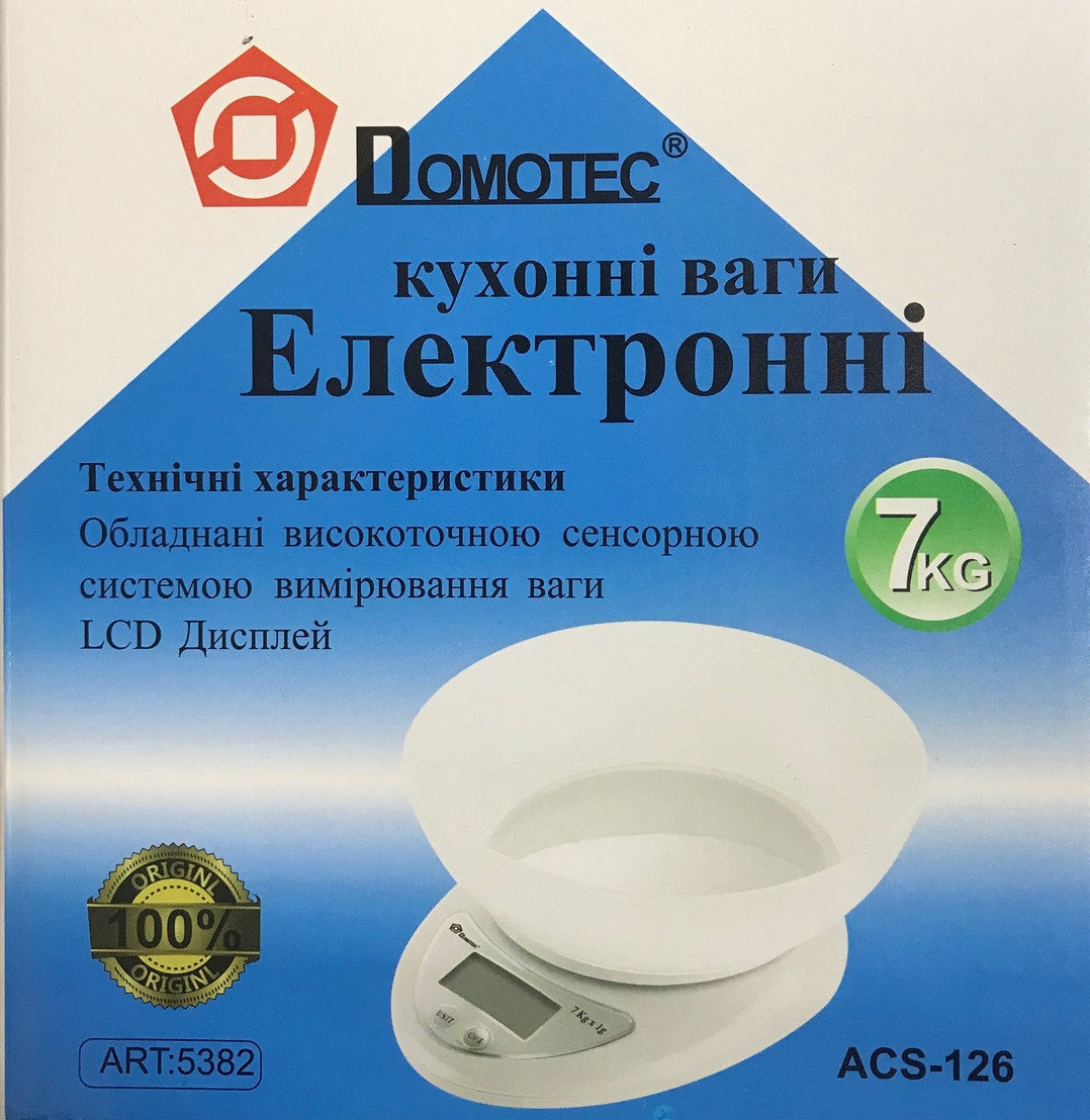 Кухонні Ваги ACS Domotec 126 до 7кг з Чашею
