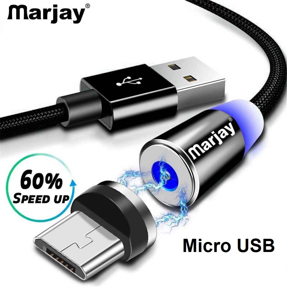 Магнітний Кабель Marjay Micro USB 2A Шнур з Підсвічуванням Посилений Круглий