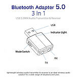 3 в 1 Bluetooth V5.0 ZF-169 Plus Передавач і Приймач (Transmitter+Receiver) Адаптер Аудіо Стерео, фото 3