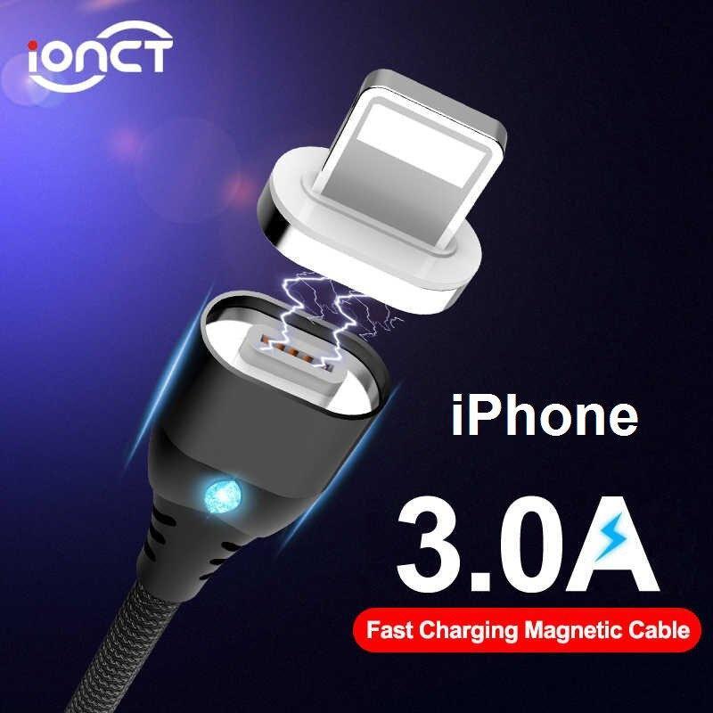 Кабель iONCT 3A USB 3.0 iPhone 5, 6, 7, 8, 10 Магнітний Шнур для Швидкого Заряджання