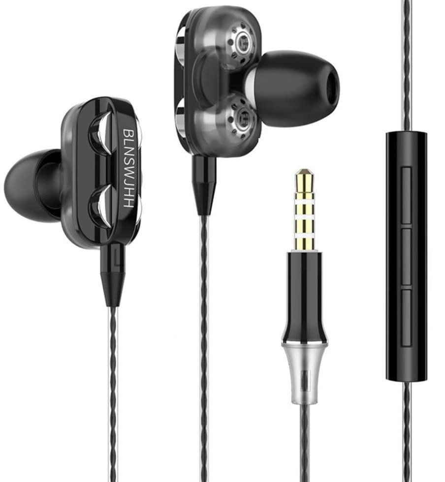 Подвійний Драйвер Навушники Hi-Fi SUPER BASS Гарнітура 4 Динаміка Дводрайверні