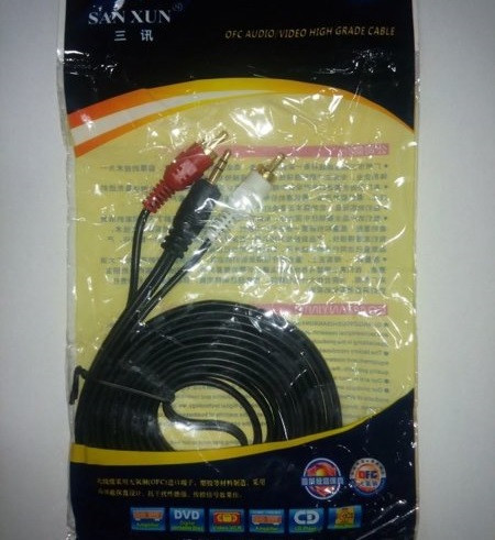 3 метри Кабель 3,5 mm 2RCA Аудіо Шнур, фото 1