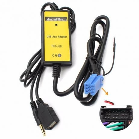 USB AUX MP3 WAV адаптер для магнітоли 8пін VW, Skoda, Seat, фото 1