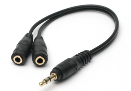 Сплітер кабель для гарнітур 2x1 3.5 мм джек для ноутбука з 1 гніздом, фото 1