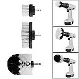 Набір із 3 БІЛИХ щіток-насадок на шурупокрут дриль для чищення автомобіля (м'які), фото 2