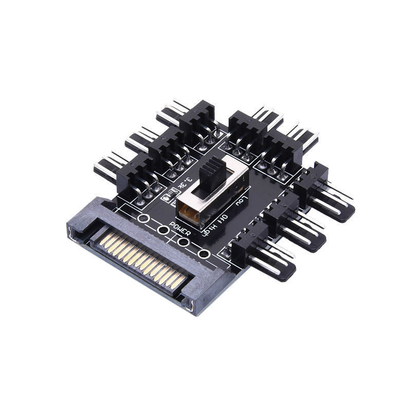 Хаб-сплітер для живлення 8 вентиляторів 12 В 3pin від Sata, майнінг, фото 1