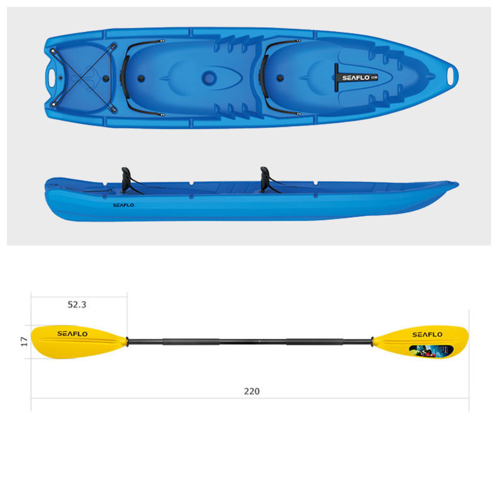 Пластиковий каяк SeaFlo SF-4001-BL, каяк корпусний 4 - х місний, синій каяк Сифло 2 х місний, фото 1