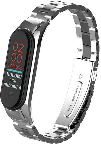 Металлический браслет Line для Mi Band 4 / 3 Silver-Black, цена 320 грн ...