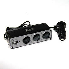 Розгалужувач прикурювача (трійник) WF-0120 з USB