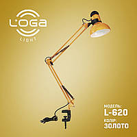 Лампа настільна зі струбциною "Золото".Україна.(ТМ LOGA ® Light)