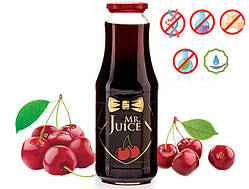 Упаковка вишневого соку прямого віджиму Mr Juice, БЕЗ ЦУКРУ 6 X 1л