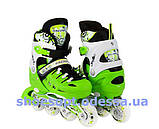 Ролики розсувні зелені розмір 29-33, 34-37, 38-42, переднє колесо світиться, фото 2