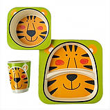 Набір дитячої бамбуковій посуду Stenson MH-2770-25 тигр, 5 предметів, фото 2