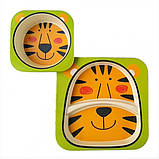 Набір дитячої бамбуковій посуду Stenson MH-2770-25 тигр, 5 предметів, фото 3