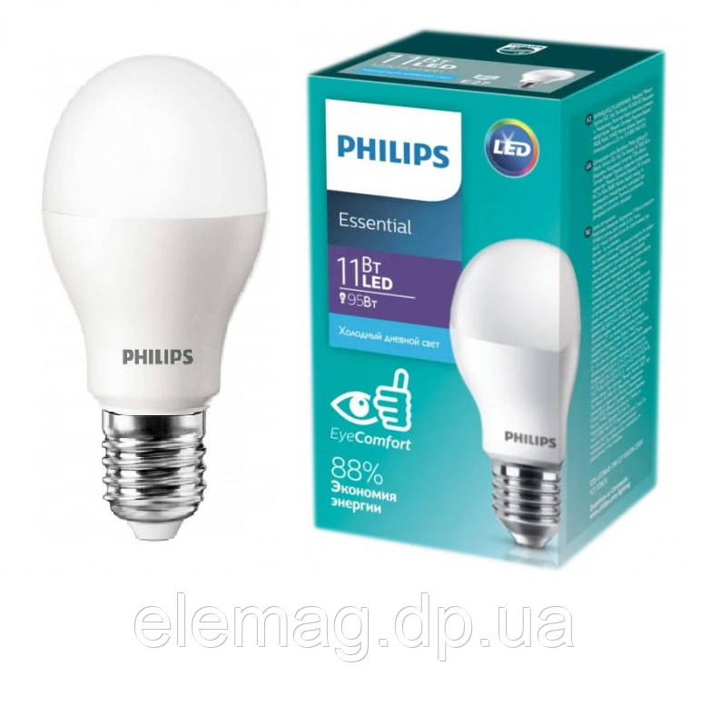 11W E27 6500K Світлодіодна лампа Philips LED Холодне світло