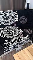 Плед-покривало з брендовим логотипом Версаче чорний, з мікрофібри, 160*220, 200*220, 220х240