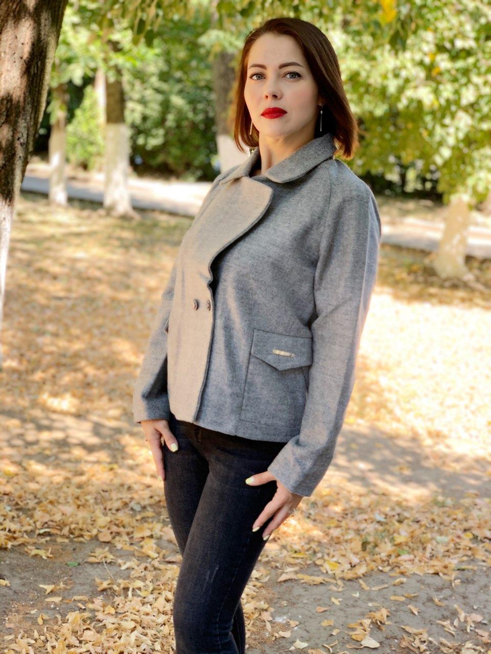 Жіноче пальто-жакет на підкладі, арт 826, колір сірий/сірий