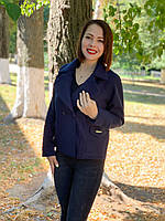 Жіноче укорочене пальто жакет на підкладі, арт 826, колір темно-синє/синього кольору