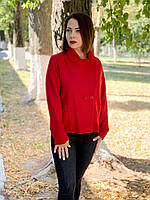 Женское укороченное пальто - жакет на подкладе , арт 826, цвет красный / красного цвета