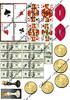 Съедобная печать "Карты и деньги" сахарная и вафельная бумага а4